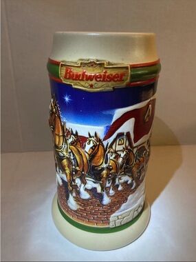 1998 Budweiser Holiday Stein, titled "Grant's Farm Holiday"
